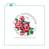 Roses Cluster 3-Layer Stencil Set Digital Design (CHOOSE Cookie or Craft Size)*