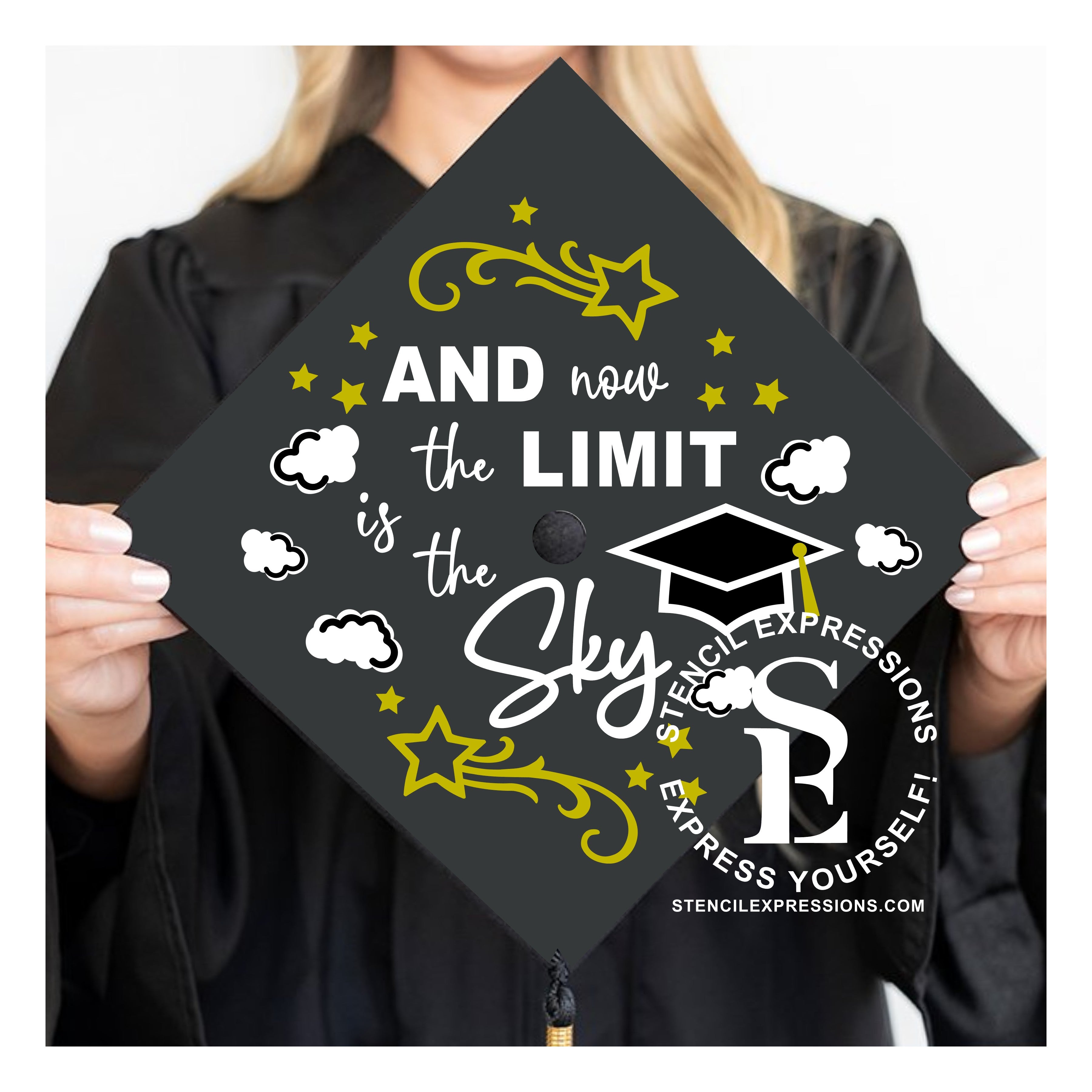 And Now The Limit Is The Sky Mortarboard Vinyl or Silkscreen Digital Design