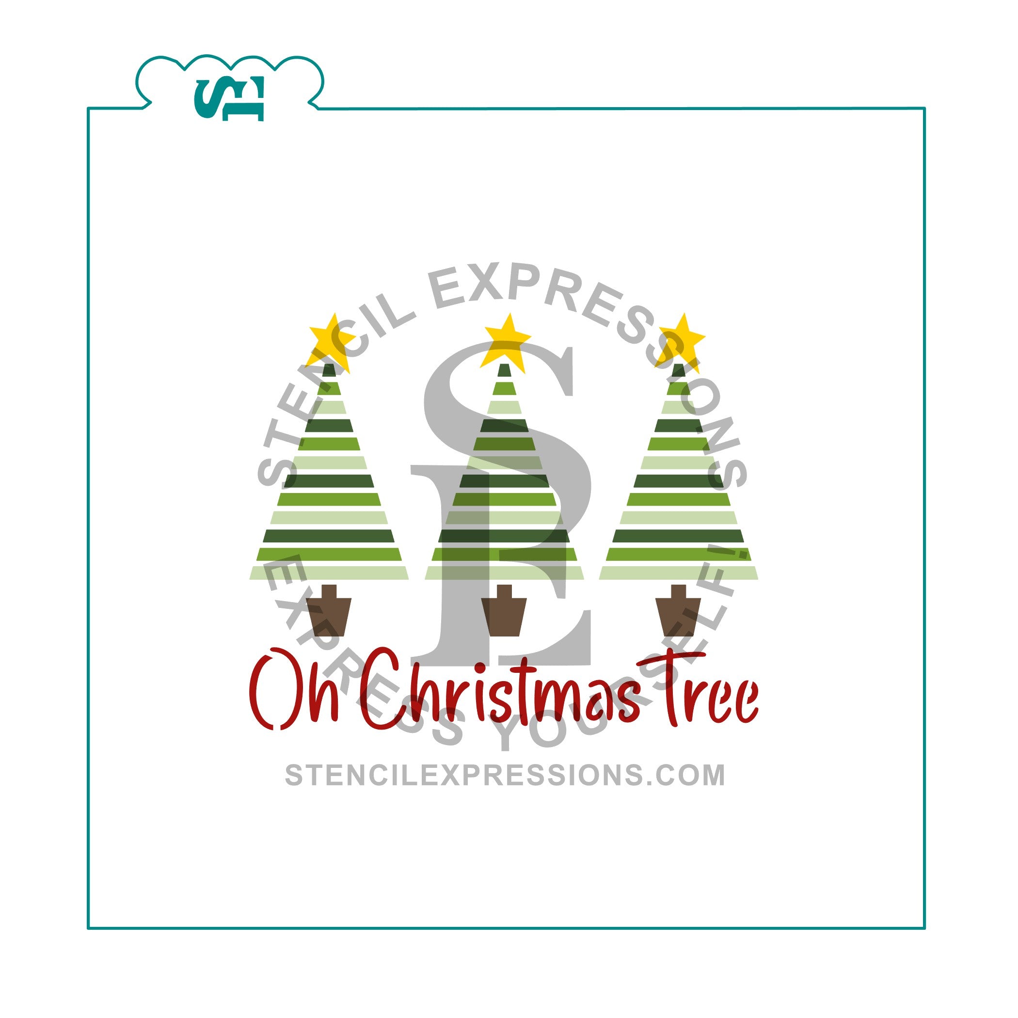 Oh Christmas Tree Sentiment with Trees Layered Stencil Set Digital Design*