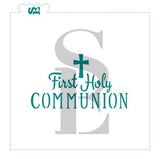 First Holy Communion with Cross Digital Design Cookie Stencil