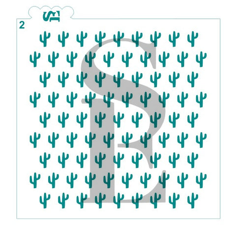 Cactus #2 Straight Staggered Background Stencil for Cookies, Cakes & Culinary