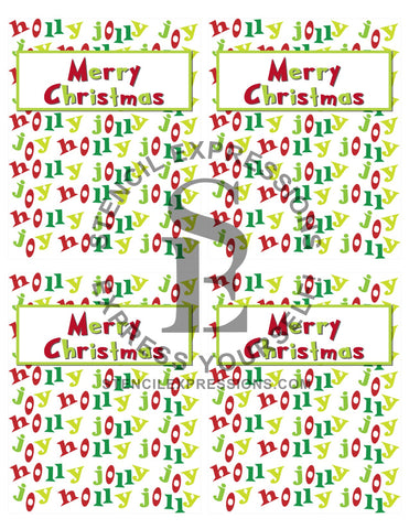 Merry Christmas / Holly Jolly Joy Cookie Packaging Card Digital Design Print Your Own Packaging *