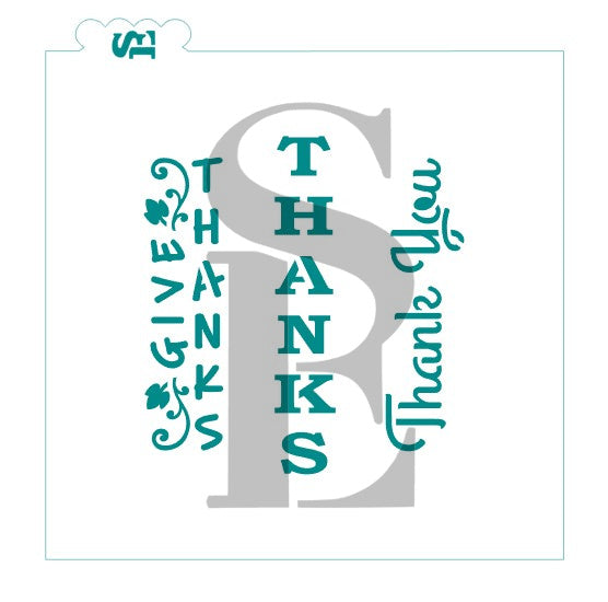 Give Thanks, Thanks, Thank You Stencil for Cookie Sticks Cookies, Cakes & Culinary
