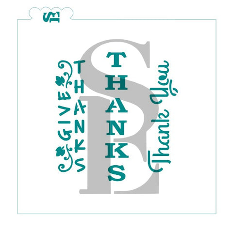 Give Thanks, Thanks, Thank You Stencil for Cookie Sticks Cookies, Cakes & Culinary
