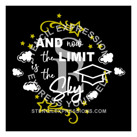 And Now The Limit Is The Sky Mortarboard Vinyl or Silkscreen Digital Design