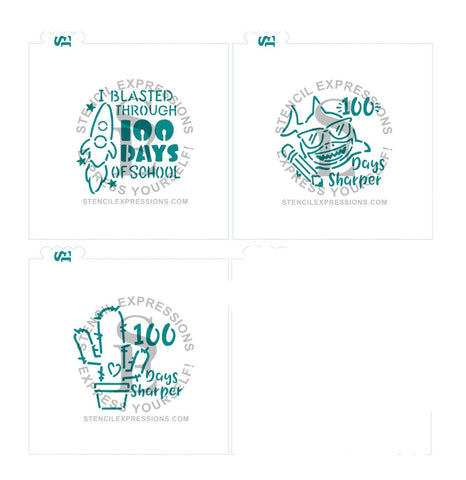 100 Days of School PYO Bundle of 3 Digital Stencil Designs *