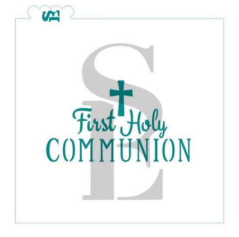 First Holy Communion with Cross Digital Design Cookie Stencil