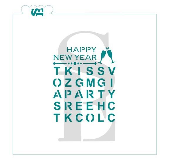 New Year's Word Search PYO Stencil w/ Bonus Bag Topper & Answer Key Digital Design Cookie Stencil