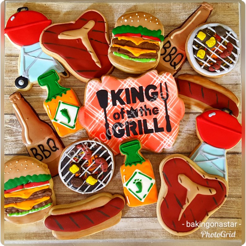 King of the Grill #1 Digital Design Cookie Stencil Baking On A Star