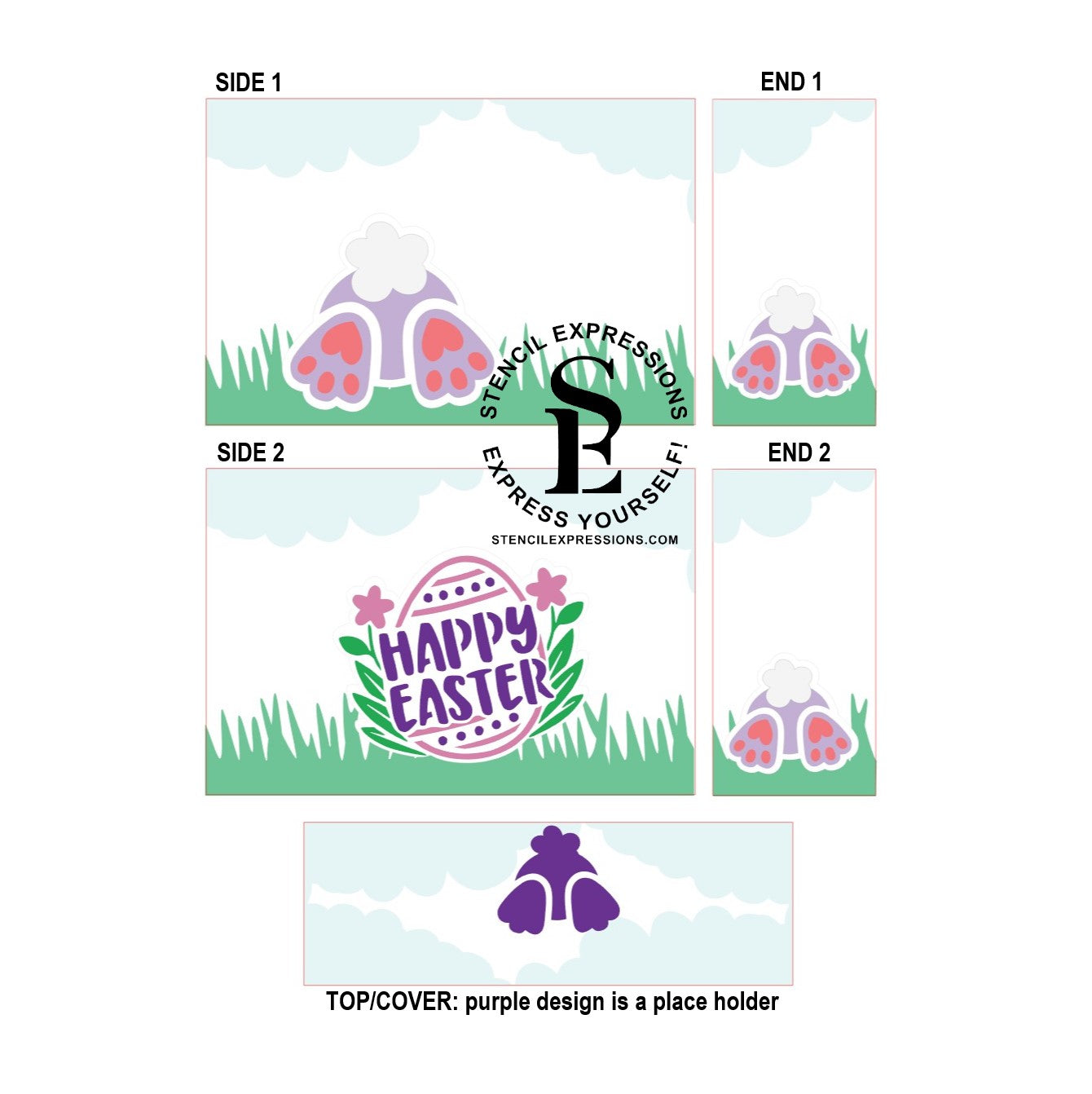Easter Bunny Butts 3D Cookie Box Kit Digital Design Download *