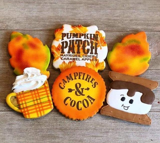 Pumpkin Patch Sentiment Digital Design Cookie Stencil Blissful  Bites