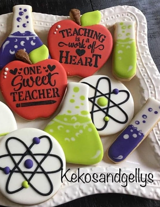 One Sweet Teacher w/ Pencil Digital Design Cookie Stencil Cookies by kekosandgellys