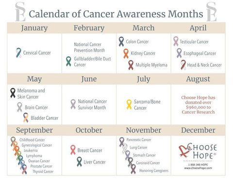Cancer Awareness Ribbons Calendar **FREE PDF Digital Download |