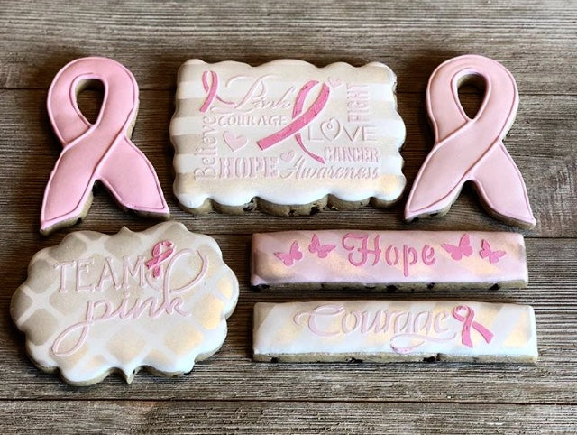 Courage and Hope Cancer Awareness Digital Design Cookie Stencil