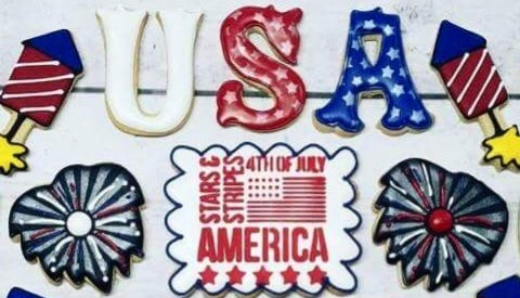 America Stars & Stripes Subway Art Digital Design Cookie Stencil Sugar Mama By Kim