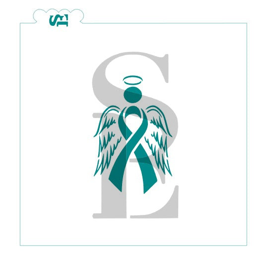 Cancer Angel Awareness Ribbon Digital Design cookie stencil