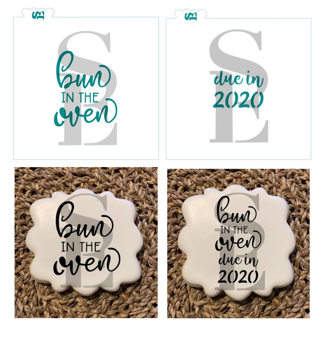 Bun In The Oven and Due In 2020 / 2021 Digital Design cookie stencil
