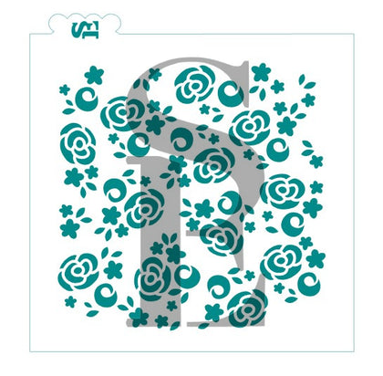 Abstract Cabbage Roses Background Digital Design Cookie Stencil