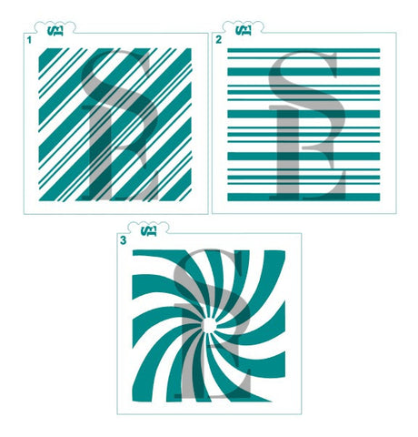 Stripe #1-3 Candy Cane Backgrounds Stencil Bundle for Cookies, Cakes & Culinary Digital
