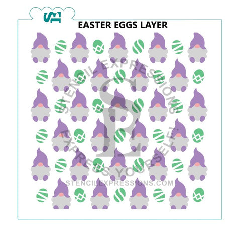 Gnomes Background Easter Eggs ADD-ON Layer Digital Stencil Design *