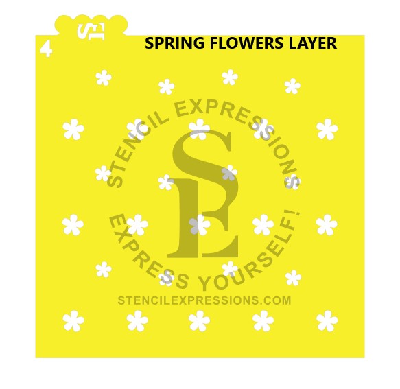 Gnomes Background Spring / Summer Flowers ADD-ON Layer Digital Stencil Design *