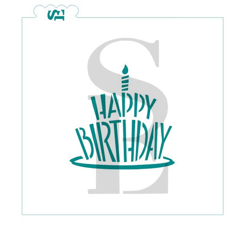 Happy Birthday Cake #2 Digital Design Cookie Stencil