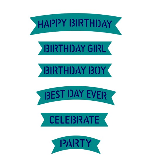 Happy Birthday Celebration Greetings and Banners Bundle Digital Design Cookie Stencil