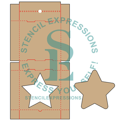 Pizza Box, 4"sq STAR Cutout Cookie / Gift Box Digital SVG Design Download