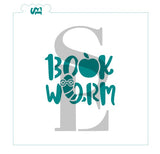 Cookie Stencil Book Worm Single and Layered Digital Design