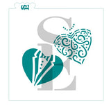 Bride and Groom Heart Busts Digital Design cookie stencil