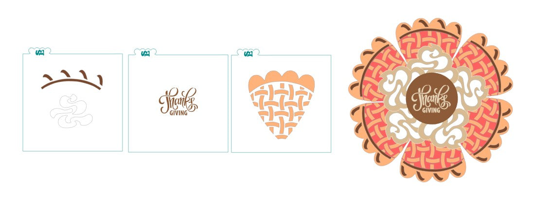 Cherry and Pumpkin Pie Slices Platters 3 Pc Digital Design Cookie Stencil