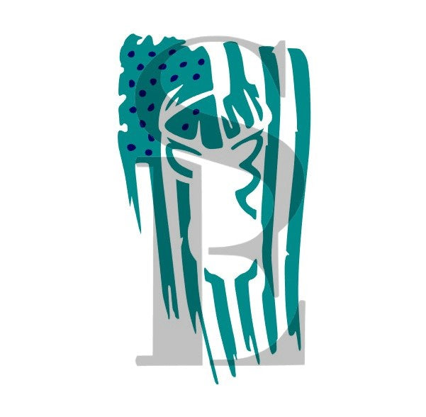 American Flag Deer Head Digital Design Cookie Stencil