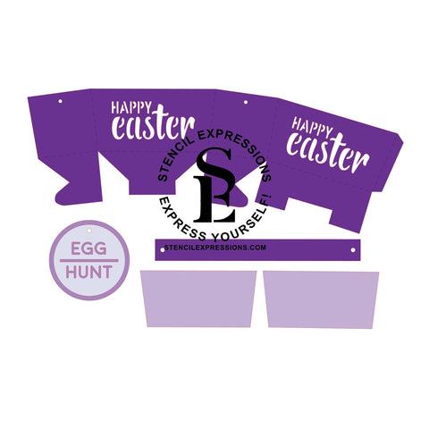 Happy Easter Basket Box and Egg Hunt Tag Cut Pattern Digital Download