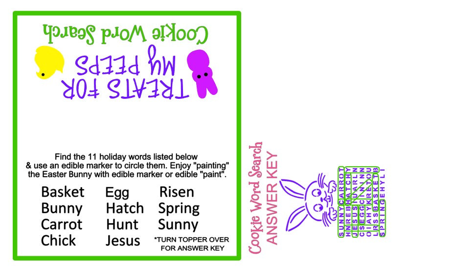 Easter Word Search w/ Bonus Mini and Bag Topper & Answer Key Digital Design Cookie Stencil Answer Key and Bag Topper
