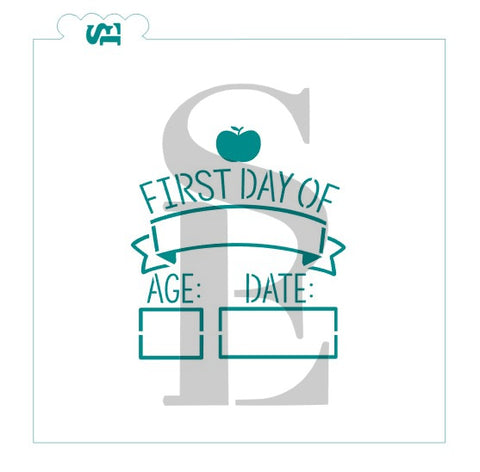 First Day of #3 with Banner, Age & Date Digital Design Cookie Stencil