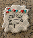 First Day of #3 with Banner, Age & Date Digital Design Cookie Stencil Wish Upon A Cookie TX