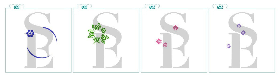 Floral Monogram Frame Single and Layered Digital Design