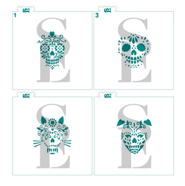 Sugar Skull Stencil Bundle for Cookies, Cakes & Culinary