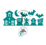 Haunted Church & Mini Graveyard Stencil Set Digital Design includes Shaped Templates and Gift Tag