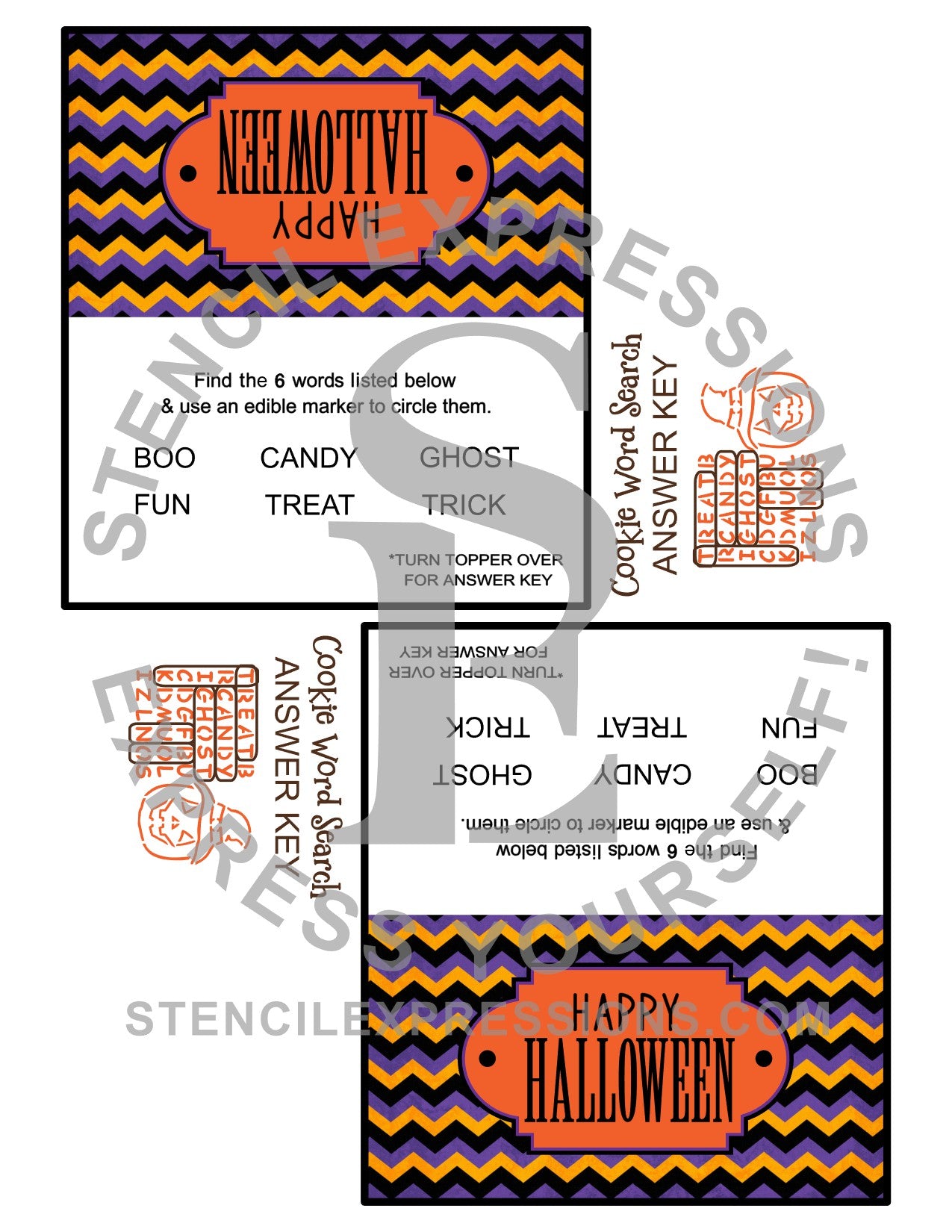 Halloween Word Search PYO Digital Design * NEW: Bag Topper Answer Key Included!