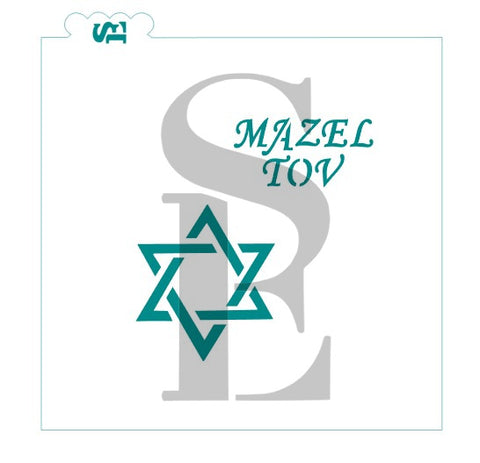 Hanukkah Star of David Stencil with Bonus Mazel Tov Sentiment for Cookies, Cakes & Culinary