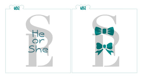 He or She Sentiment and Bow and Tie Digital Design