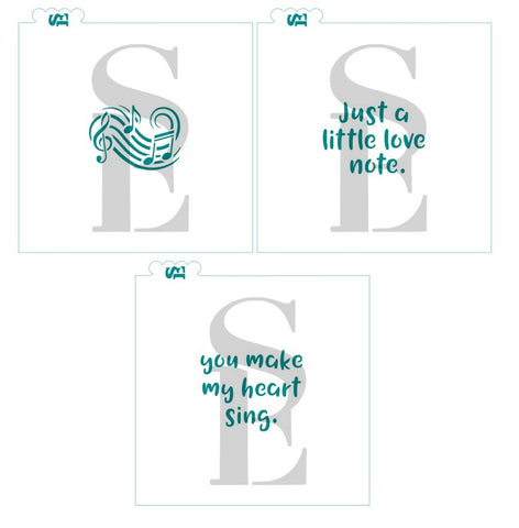 Music Notes Swirl, Just A Little Love Note and You Make My Heart Sign Bundle Digital Design Cookie Stencil