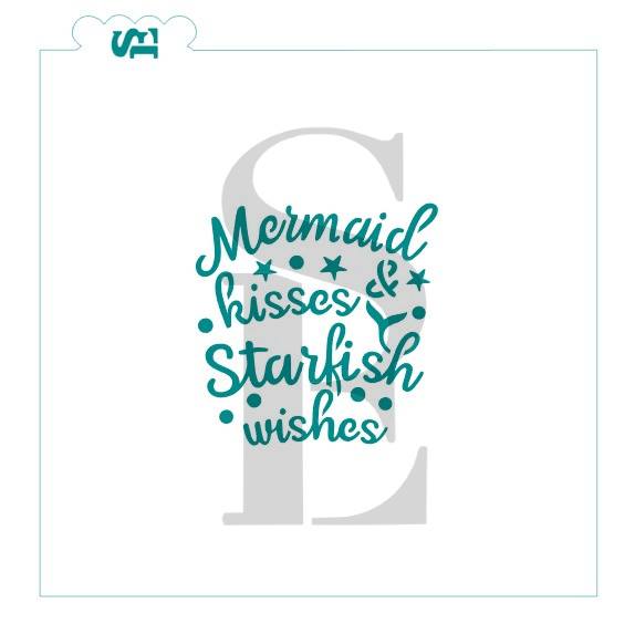 Mermaid Kisses and Starfish Wishes Sentiment Digital Download Cookie Stencil