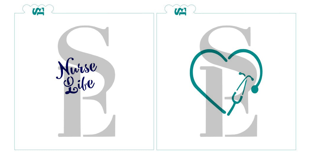 Nurse Life Heart, Single and Layered Digital Design Cookie Stencil