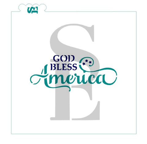 God Bless America, Single and Layered Digital Design Cookie Stencil