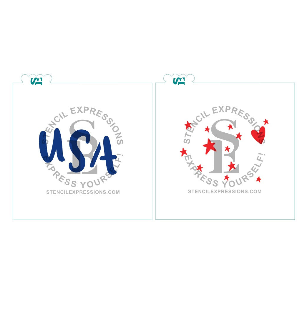 USA Stars Patriotic Stencil Digital Design with Whimsical US Map Shape / Cookie Template*