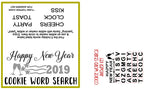New Year's Word Search PYO Stencil w/ Bonus Bag Topper & Answer Key Digital Design Cookie Stencil