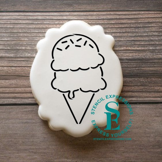 Ice Cream Cone PYO, Scoop, There It Is Sentiment and Kawai'i Faces Stencil Digital Design