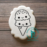 Ice Cream Cone PYO, Scoop, There It Is Sentiment and Kawai'i Faces Stencil Digital Design